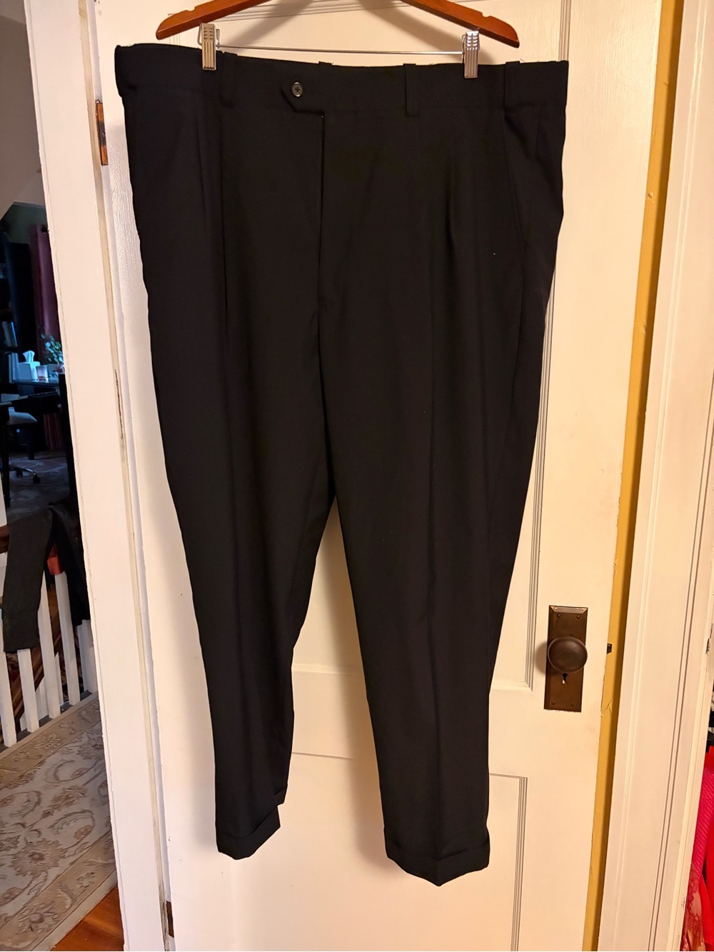 Men's Black Dress Pants — Tailored Trousers with cuff for plus male